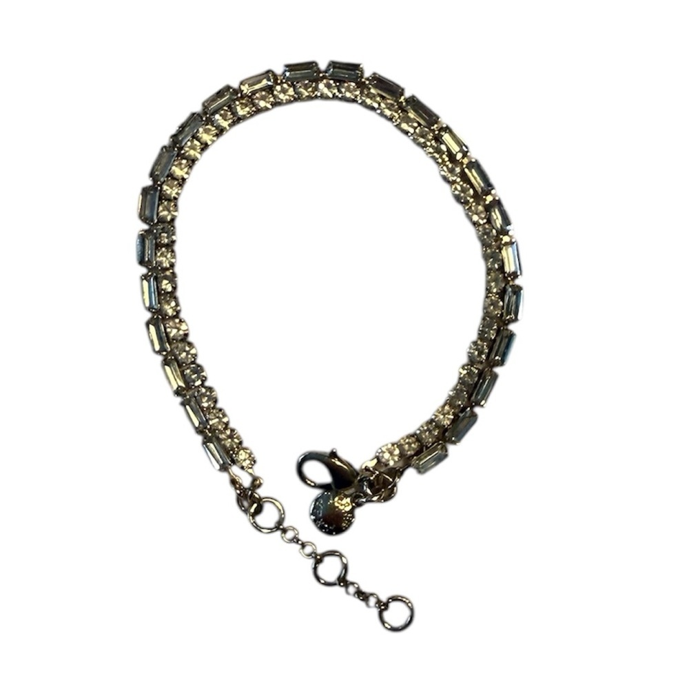Vintage J. Crew Gold and CZ Crystal Double Layer Tennis Bracelet